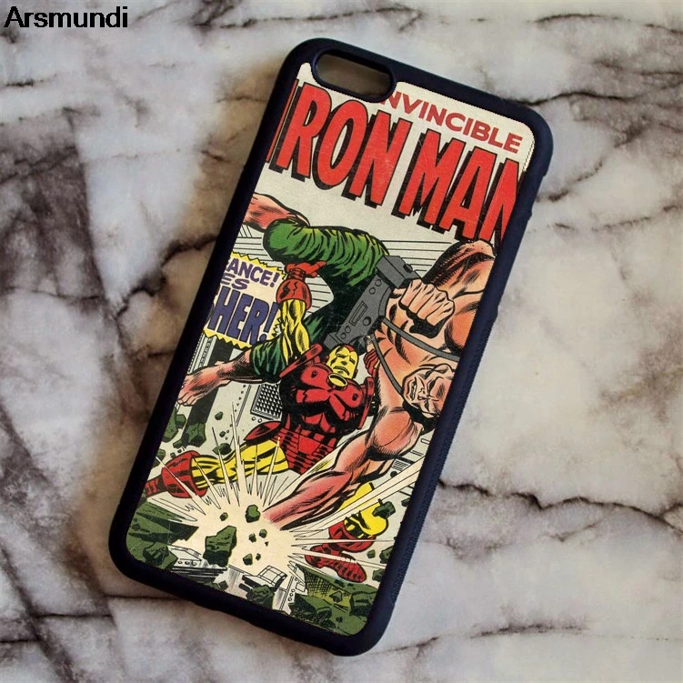 

Arsmundi Super Hero iron man Printed Soft Rubber Skin Mobile Phone Cases for iPhone X 4S 5S 6S 7 8 Case Soft TPU Rubber Silicone