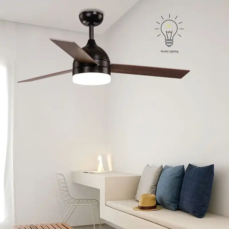 Remote Controller Industrial Fan Led Classical Loft Modern Black White Scandinavian Design Ceiling Fan For Bedroom Living Room