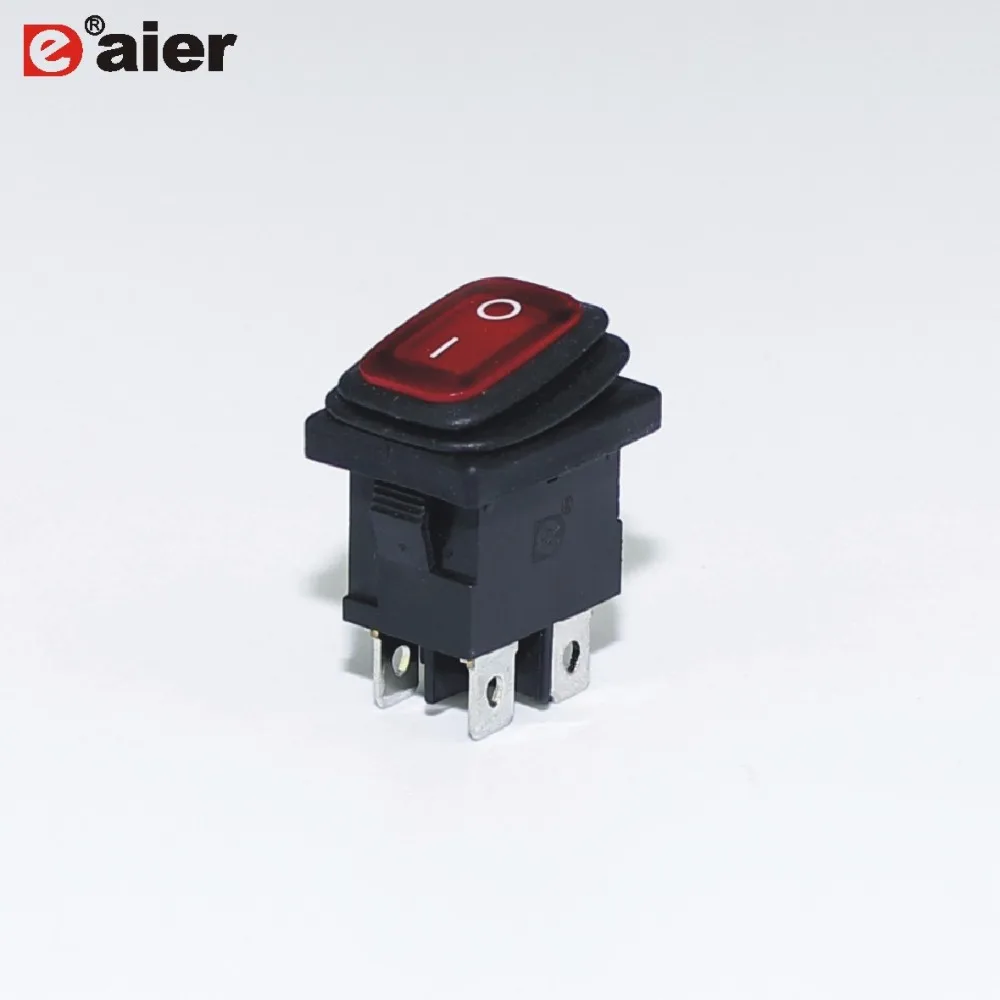 

High Quality KCD1 4 Pin Rocker Switch Waterproof ON OFF 10A 125VAC 20MM DPST On Car Boat Push Button Switches With 12V LED
