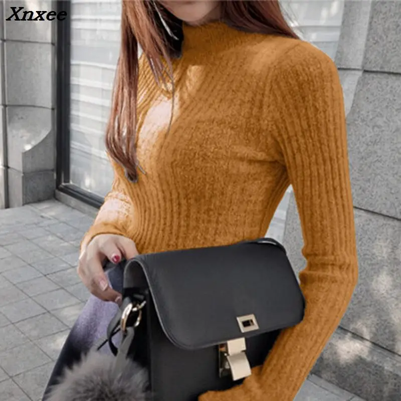 2018 new Sweater shirt sleeved Turtleneck Sweater Girl warm winter slim female half thick half turtleneck female Xnxee 2018 new Sweater shirt sleeved Turtleneck Sweater Girl warm winter slim female half thick half turtleneck female Xnxee