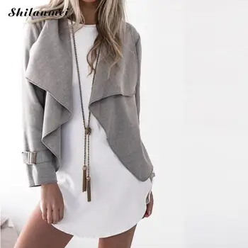 

New Fashion Women Coat Cardigan Open Stitch Turn-Down Collar Short Jacket Autumn Spring Female Causal Outwear Jacket Coat