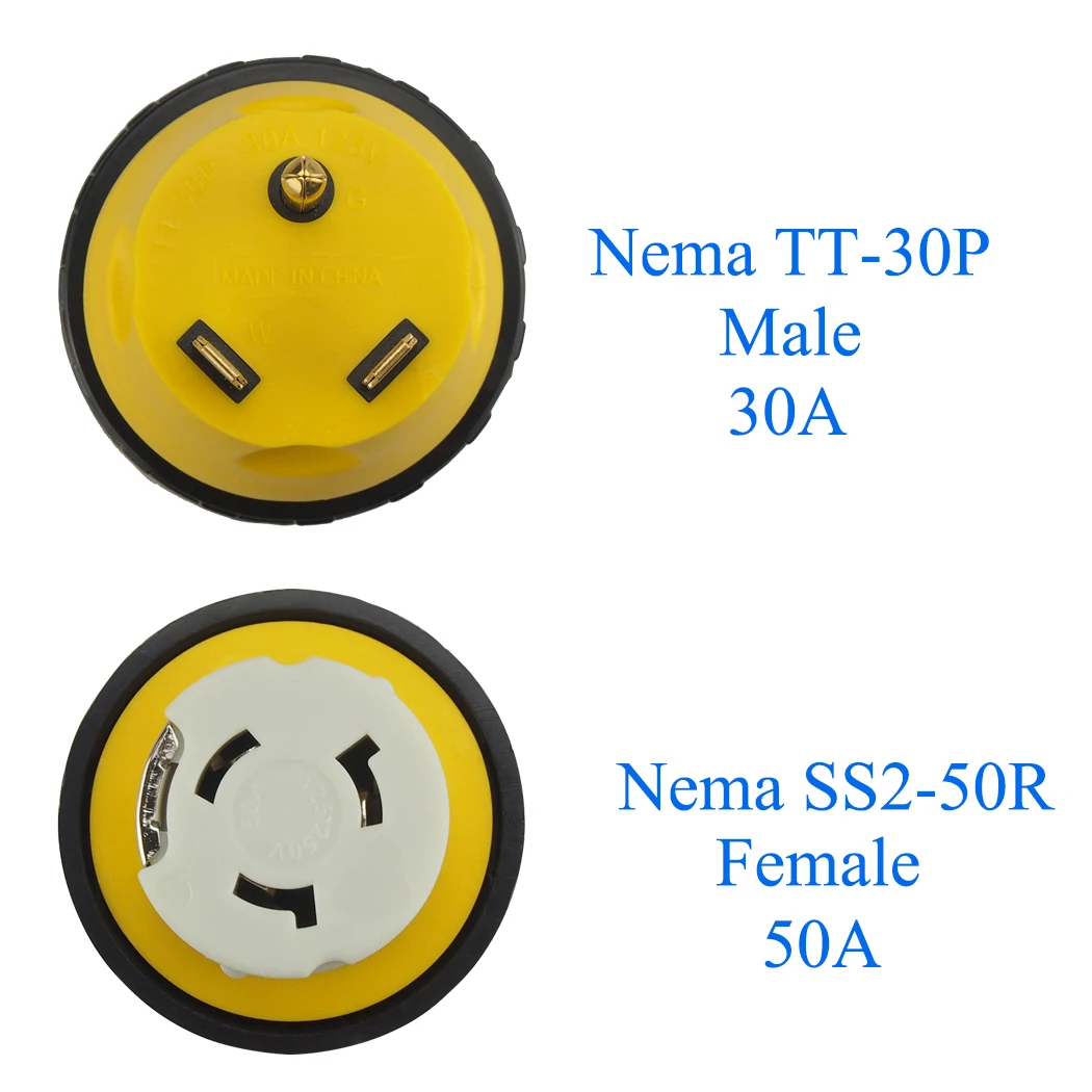 Jorinдо NEMA TT 30P SS2 50R 3 Prong 30Amp TO 50Amp RV Adapter 50 Amp to 30 Twist Lock Adapter|Удлинители электрические| |