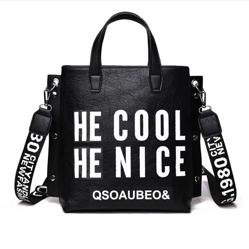 

Vintage Letter Print Women Large Capacity Totes Designer Handbags Luxury Pu Leather Shoulder Crossbody Bags Lady Big Purses 2019