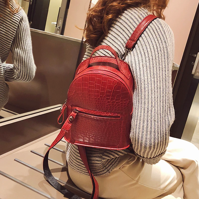 

Fashion Women alligator 2019 Backpack Mini Soft Touch Multi-Function Small Backpack Female Ladies Shoulder Bag female