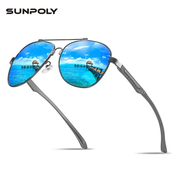 

SUNPOLY Quality alloy pilot sunglasses man polarized mirror lens with glasses case fashion gentleman Cool Eyewear