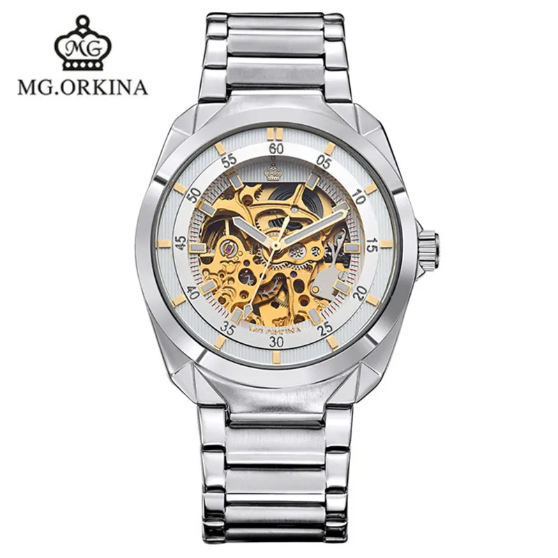 2016 new authentic ORKINA hollow keel stainless steel automatic mechanical watches fashion waterproof man brand luxury