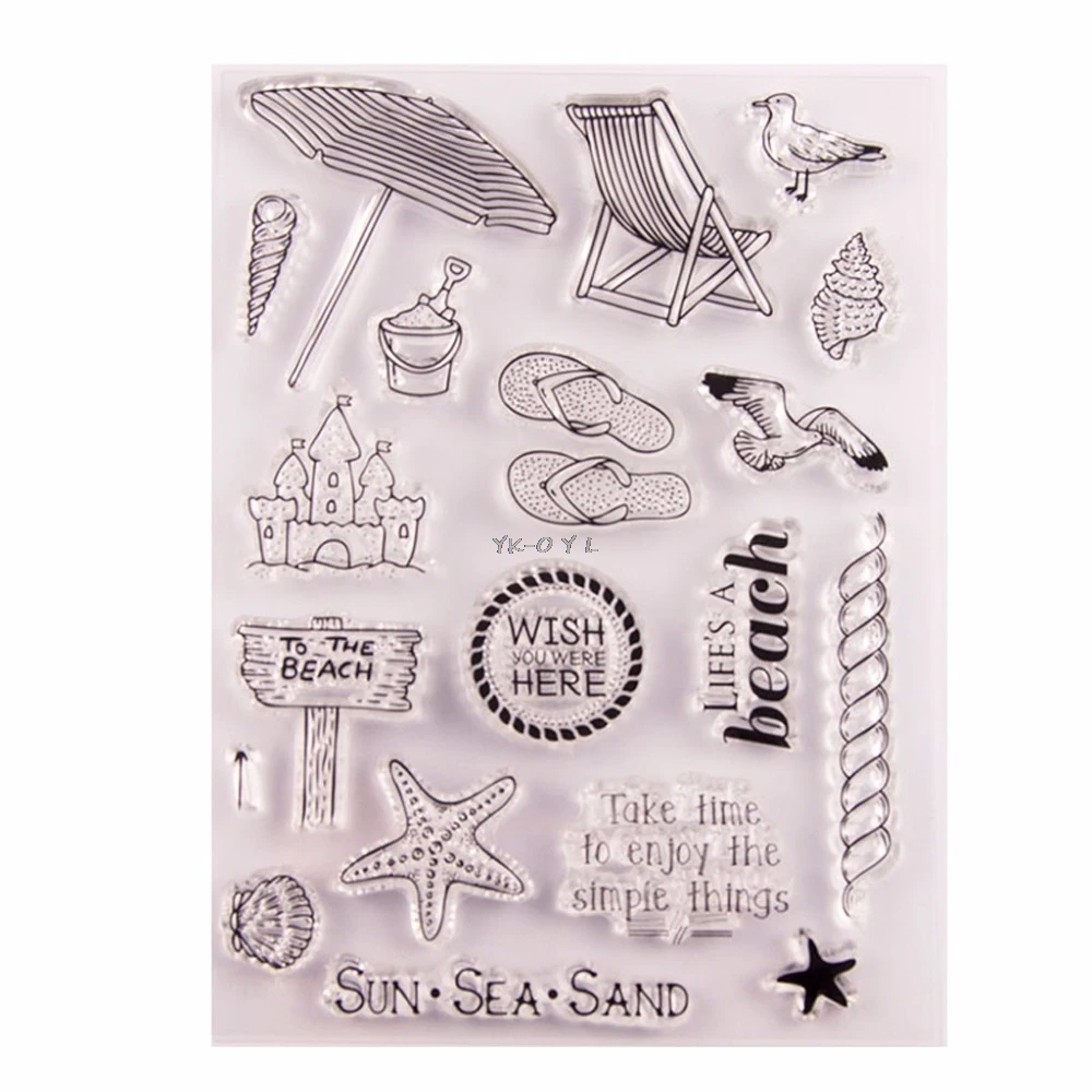 

Beach Silicone Clear Stamp Seal DIY Scrapbook Embossing Album Decor Craft Art