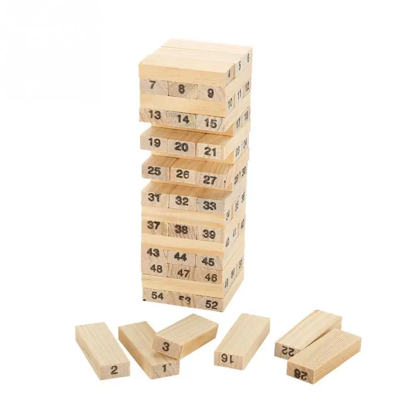 

Wooden Tower Blocks Toys Domino Stacker Kids Children Wooden Building Blocks With 4Ps Dice Early Educational Toys For Children