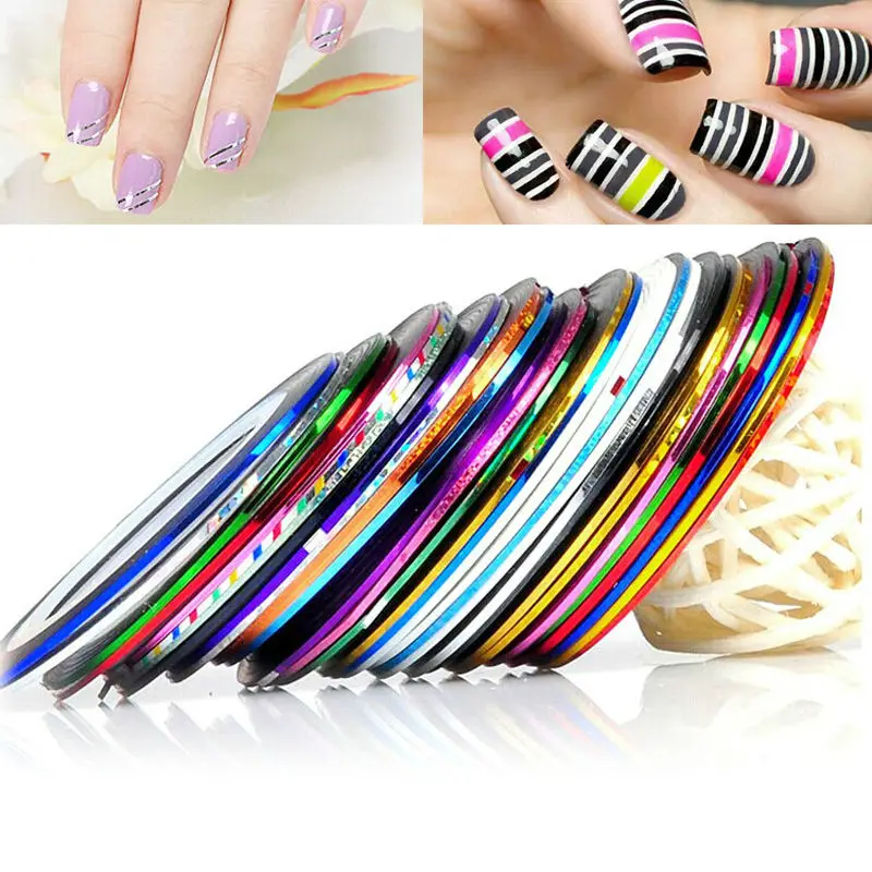 10 pcs Set Mixed Colors Nail Rolls Striping Tape Line For Nail Art DIY Nail Tape Stickers