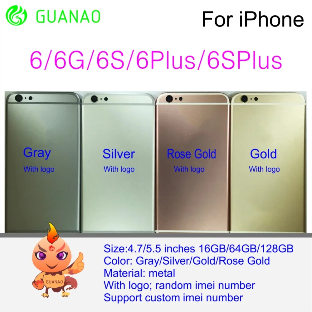 

Back housing for iphone 6 6s metal Case Battery Cover for iphone 6 6s Housing Middle Chassis case Replacement can customize IMEI