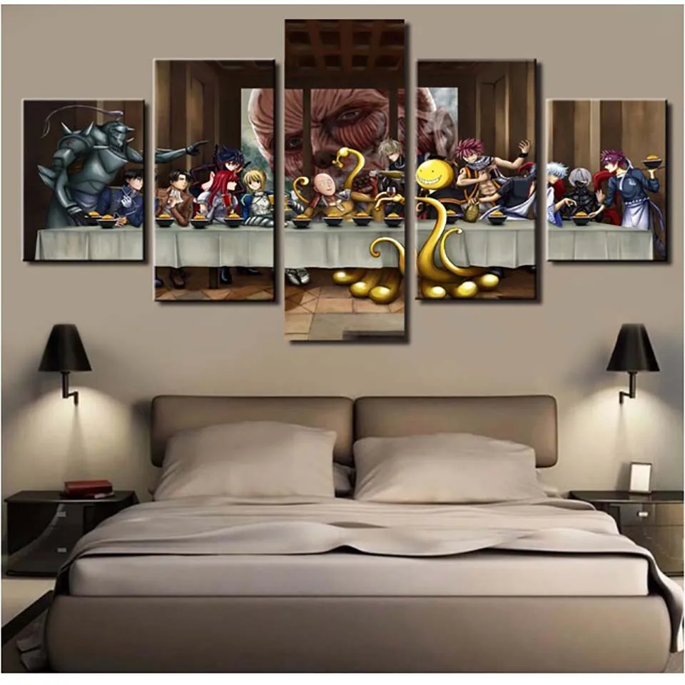 

Canvas Pictures Home Decoration 5 Pieces One Punch Man Paintings Animation Wall Art Prints Poster Hotel Modular Living Room