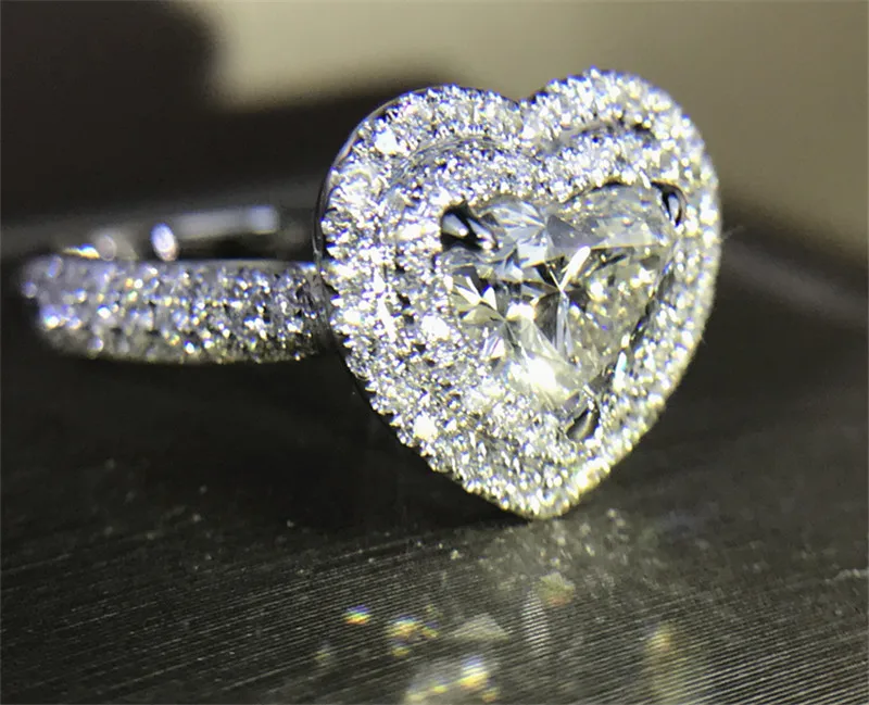 Choucong Настоящее 925 пробы Серебряное кольцо в форме сердца ааааа cz обручальное кольцо кольца для женщин Свадебные украшения