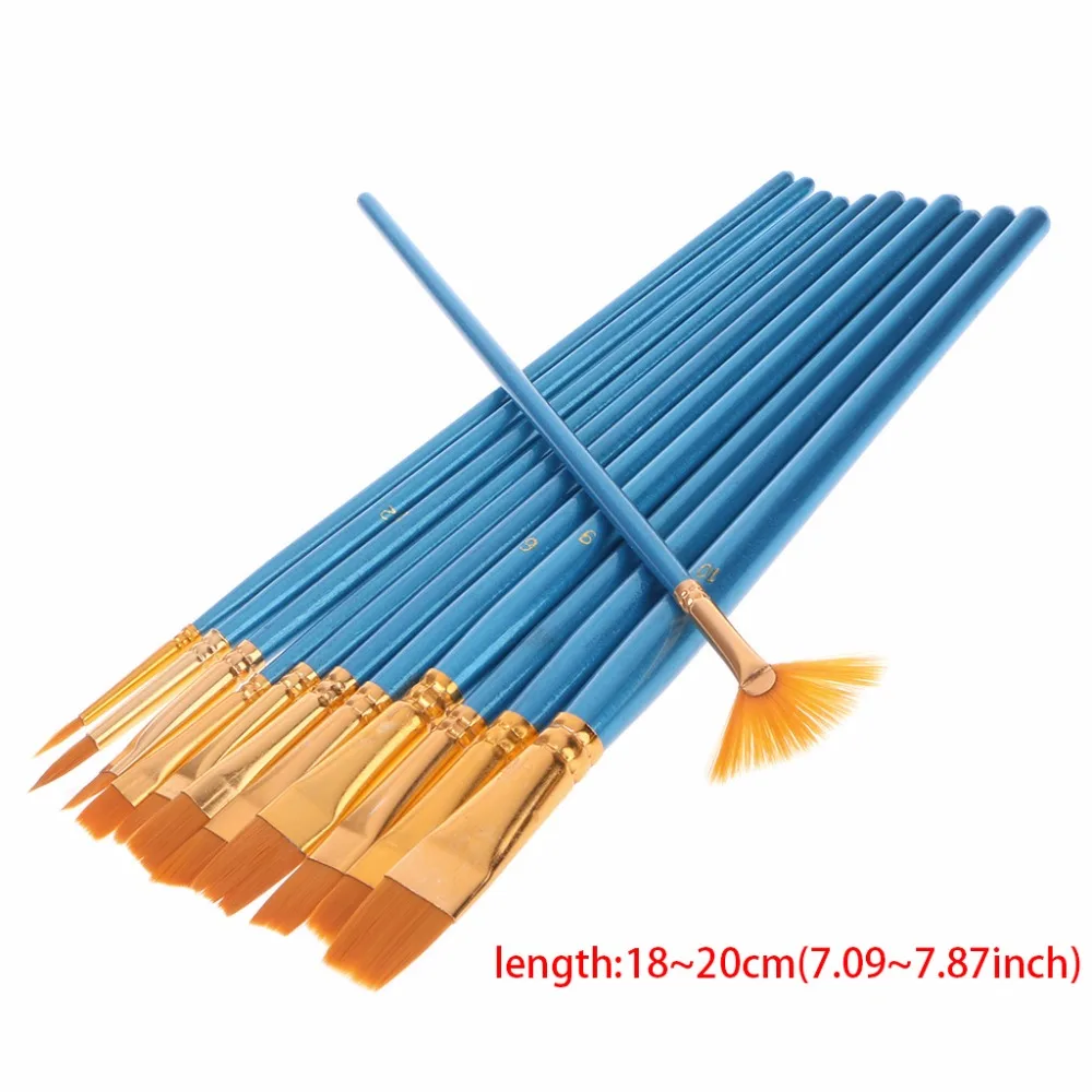 Beste 12 stks Verschillende Vorm Nylon Haar Kunstenaar Kwast Aquarel Fijne Punt Tip Pen Professionele Kunst Schilderen Leveringen C26