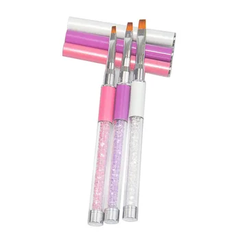 3 Size Nail Art Flat Painting Brush Pen Rhinestone Metal Acrylic Gel UV Polish Tips Builder 3D Flower Drawing Manicure Tools Set