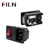 10A 250VAC 3 Pin iec320 C14 inlet connector plug power socket with red lamp rocker switch 10A fuse holder socket male connector ► Photo 3/6