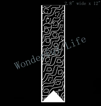 

Free shipping wavy lines cheer bow strip 2.8" x 12" rhinestone Iron On bling transfer crystal white color image