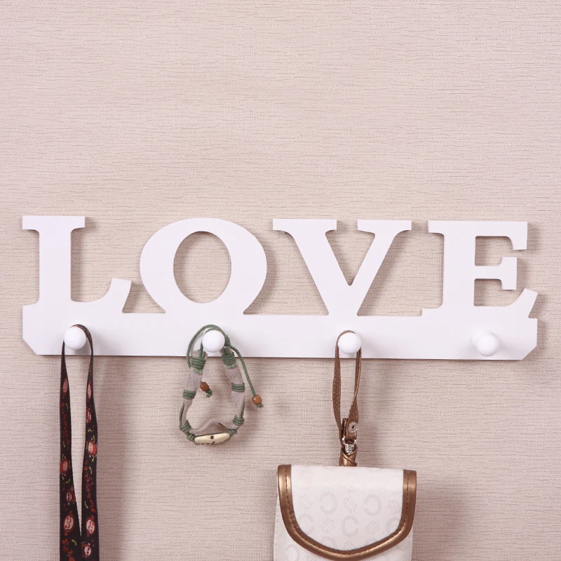 

HOME USE Love wooden coat hooks wall hanging After door personality clothes peg Rural decorations Wooden fashion coat hanger t4