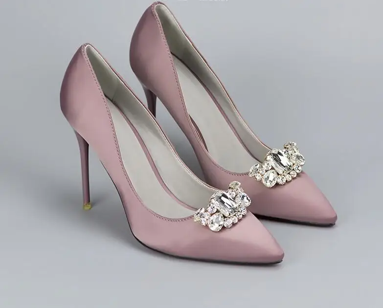 Роскошные модные со стразами обувь с украшением в виде кристаллов клип обувь Пряжка 2 шт. золотистого цвета