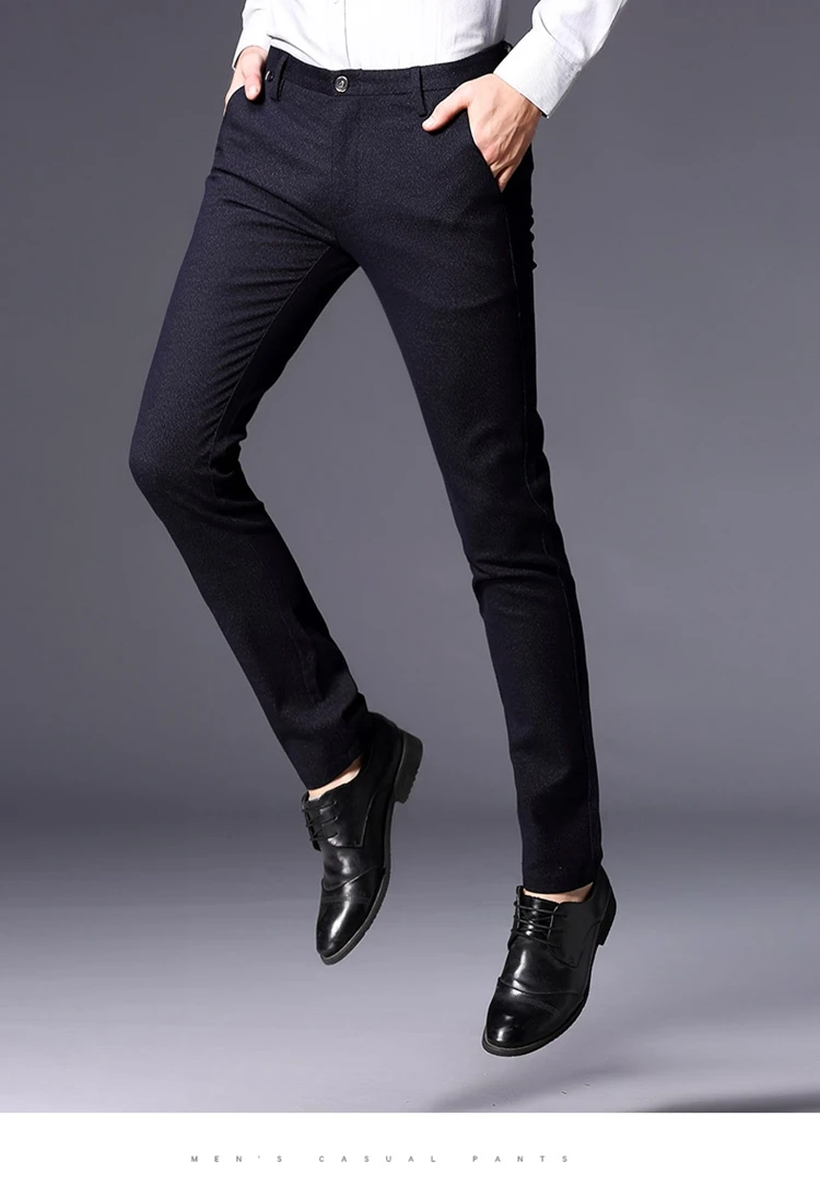 Для мужчин штаны Панталоны одноцветное Цвет Slim Fit Бизнес прямые брюки костюм молодежи Для мужчин MWC джентльмен осень-зима MOOWNUC модные