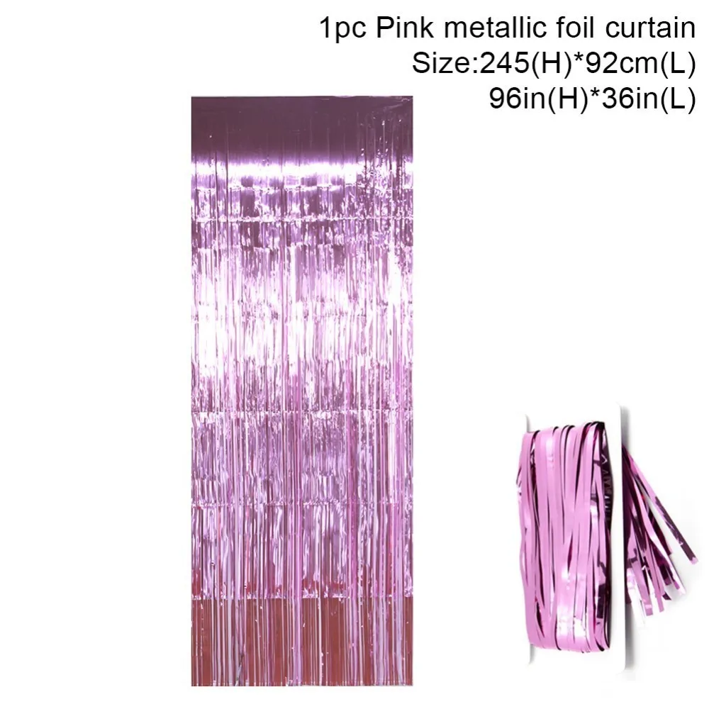 Переливающаяся 3 фута x 8 футов металлическая бахрома из фольги шторы для дня рождения радуга вечерние украшения свадьба Вечеринка сценический фон - Цвет: Pink