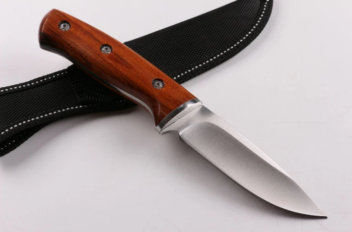 Купить Высокое качество фиксированный нож 440 Лезвие сталь + деревянная ручка кемпинг тактический фрукты охотничьи ножи Утилита инструмент выживан...