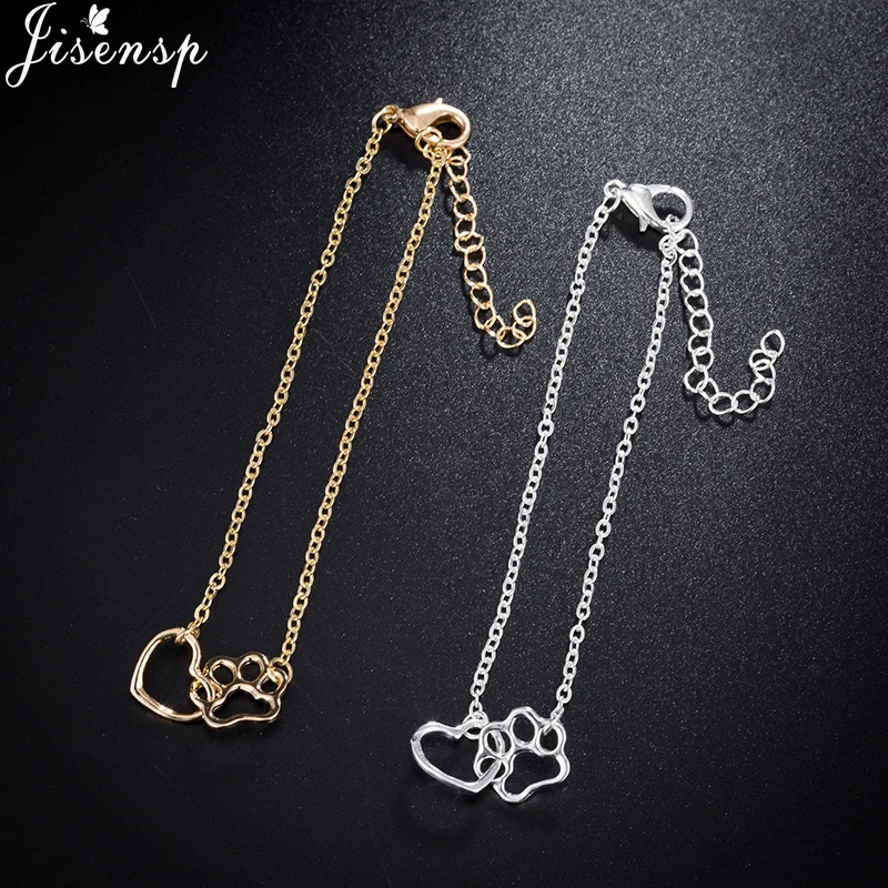 Pet Paw Footprint Bracelets Animal Tassut Cat Dog Love Heart Charm Bracelet jewelry for Women