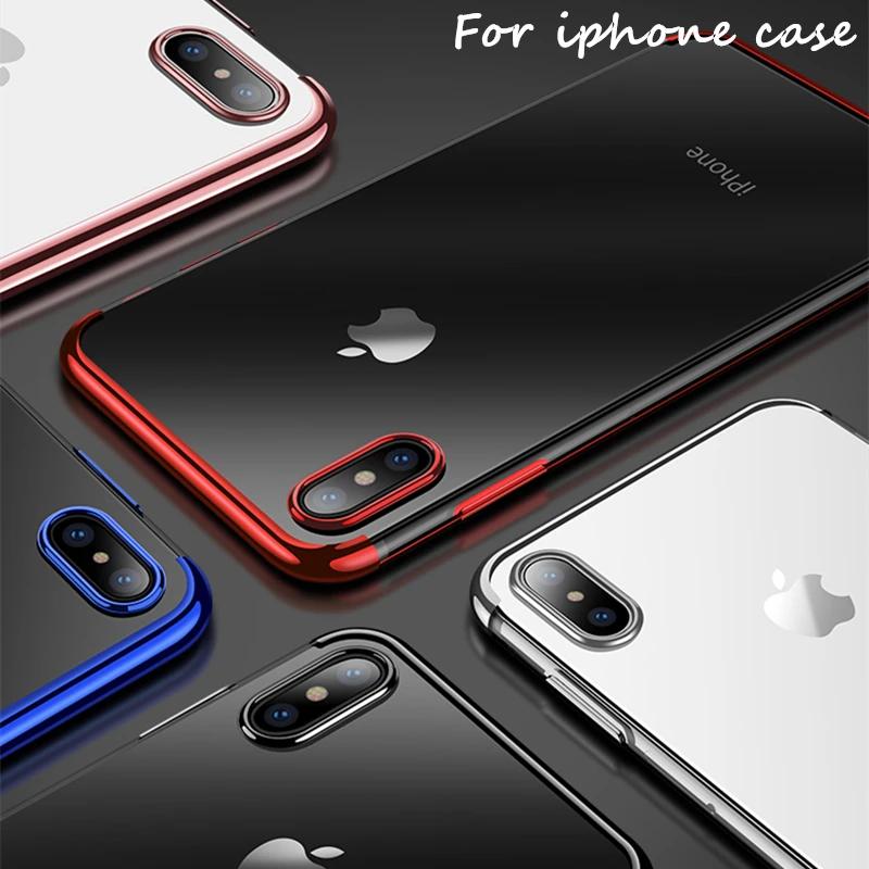 

Perciron Luxury Plated TPU Case For iPhone X 10 Transparent Ultra Thin Silicone Cover For iPhone 7 6 6S 8 Plus Phone Accessories