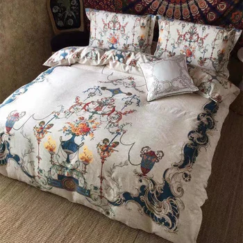 

100% cotton home royal hotel textile embroidery four season bedding set high quality king queen size pcs duvet cover set