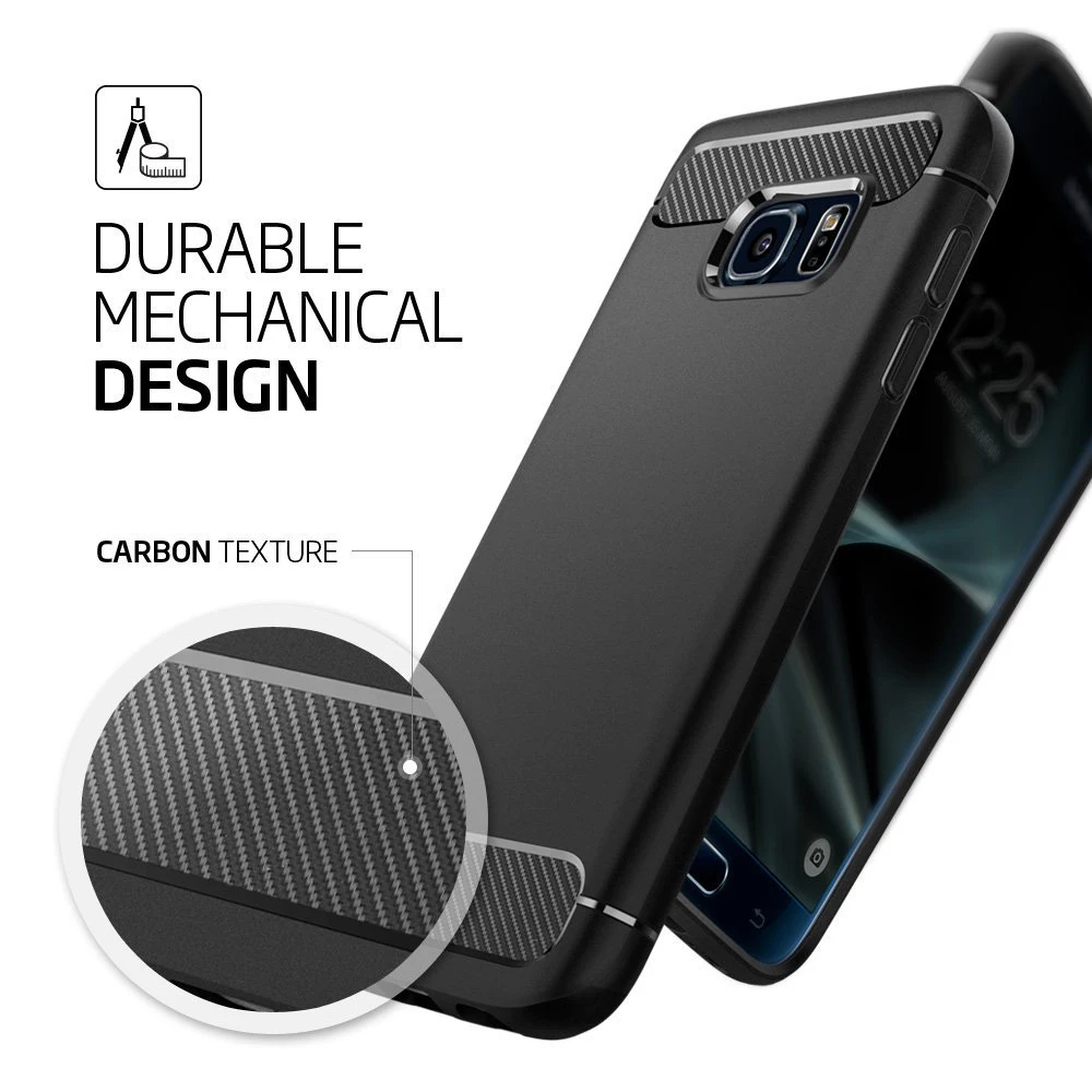 100% Original Spigen Funda para Galaxy S7 (5.1") Textura de fibra de carbono Fundas flexibles para Samsung Galaxy S7 Edge / Galaxy S7