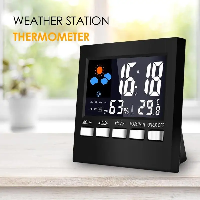 

Digital LCD Weather Station Thermometer Integral Form Household Temperature Humidity Monitor Weather Forecast Function