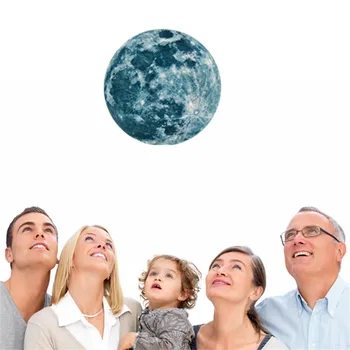 20cm luminous moon earth cartoon diy 3d wall stickers for kids room bedroom glow in the dark wall sticker home decor living room
