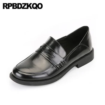 

patent leather china high quality cowhide black designer loafers wide fit shoes ladies flats genuine chinese women round toe