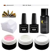 Акриловый маникюрный набор для дизайна ногтей УФ Гель-лак удаляемый путем отмачивания поли расширение гель акриловое перо кисть верх и основа под лак набор инструментов для искусства