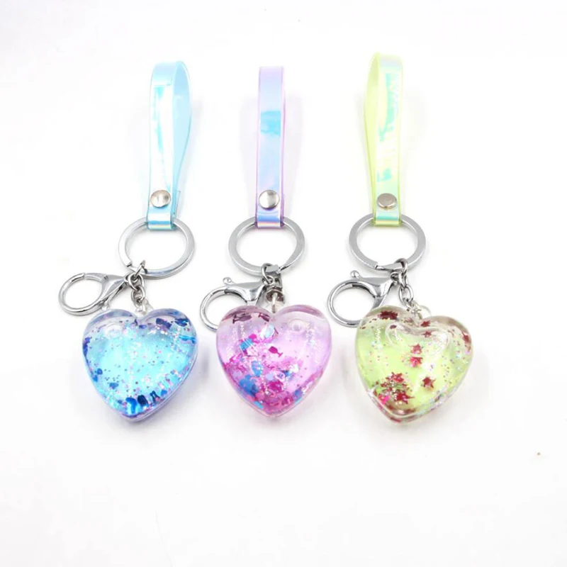 

1 PC High Quality Alloy Creative 3D Funny Cute Heart Drip Oil Bottle Keychains Key Rings Key Chains Girls Boys Friend Gift
