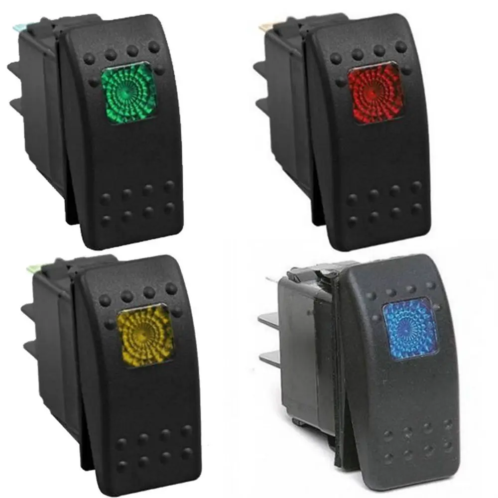 EE support 12V 20A Bar Rocker Switch 3Pin Blue/ Red /Green/Yellow LED