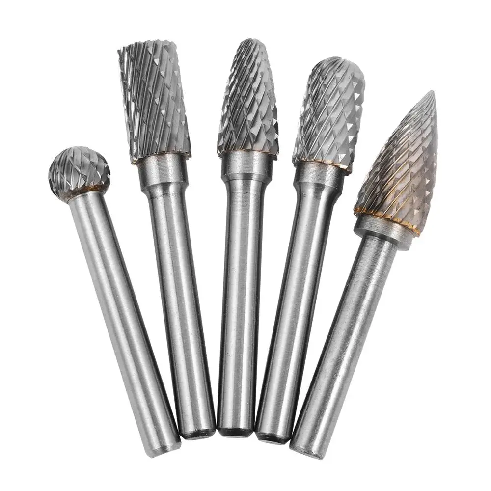 New Style 5x Tungsten Carbide Rotary Cutting Burr Set Grinder Bit 1/4