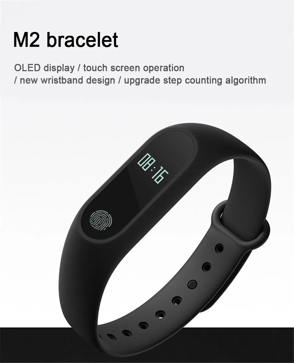 !ACCEZZ Smart Band Bracelet For Xiaomi OLED Heart Rate M2 Sport Bluetooth Wristband Fitness Tracker For Android IOS Waterproof (1)