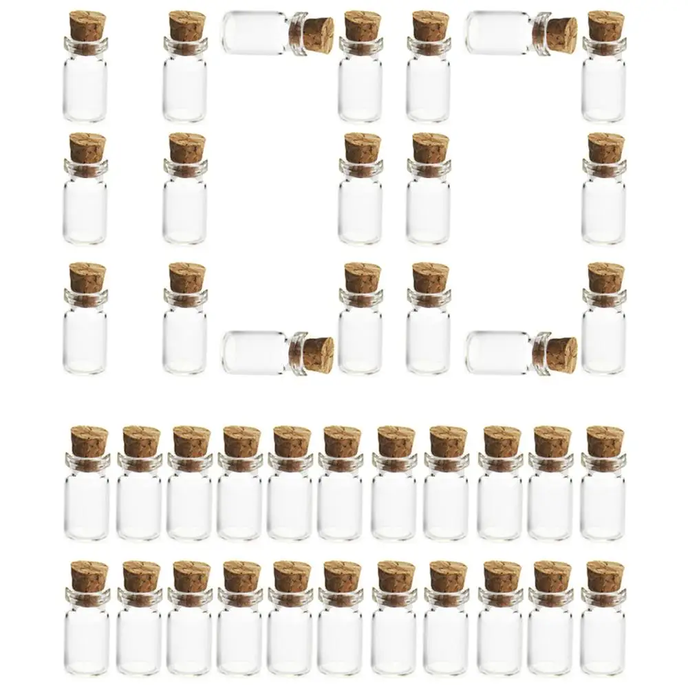 

Hot 100Pcs/set 12*24MM 1.5ML Mini Glass Bottles Empty Sample Jars with Cork Stoppers for DIY Craft Decoration Sale - Transparent