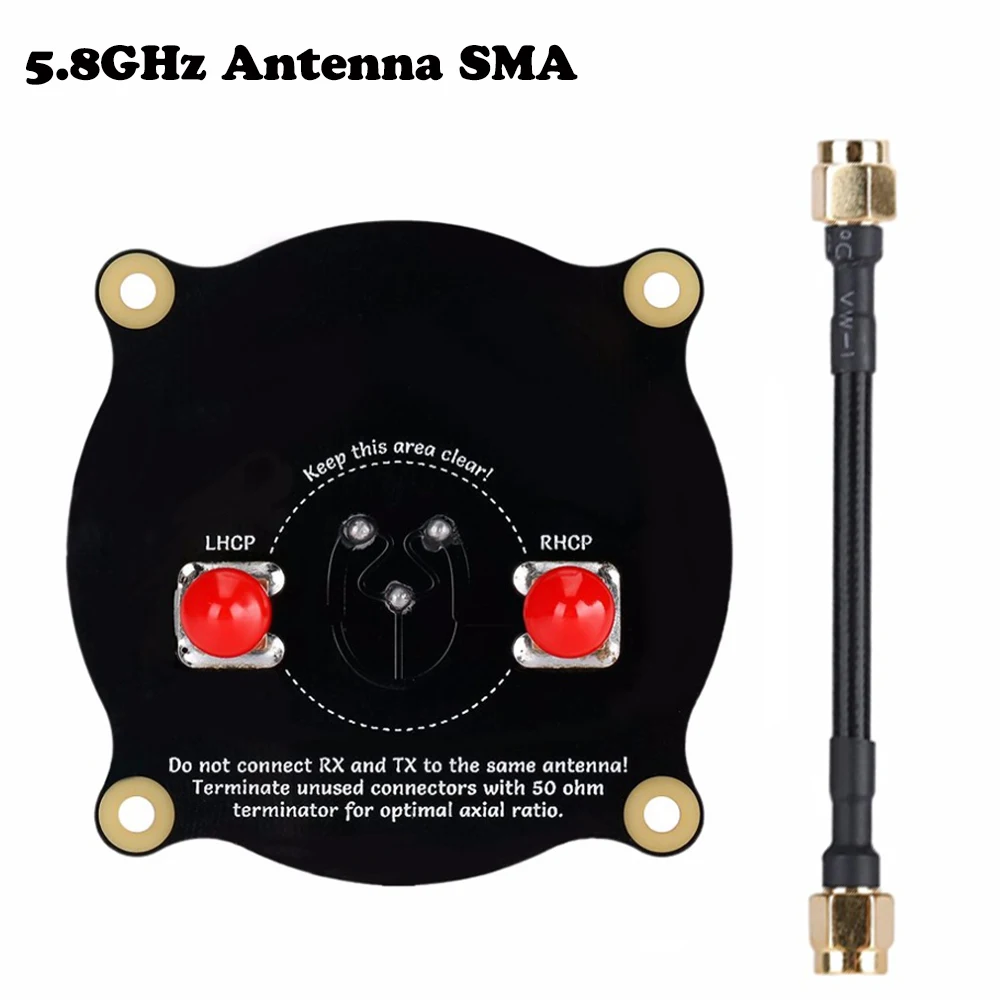 

Black 5.8GHz Triple Feed Patch Antenna SMA Connection Directional Circularly Polarized Antenna High Accuracy for RC Hobbyists