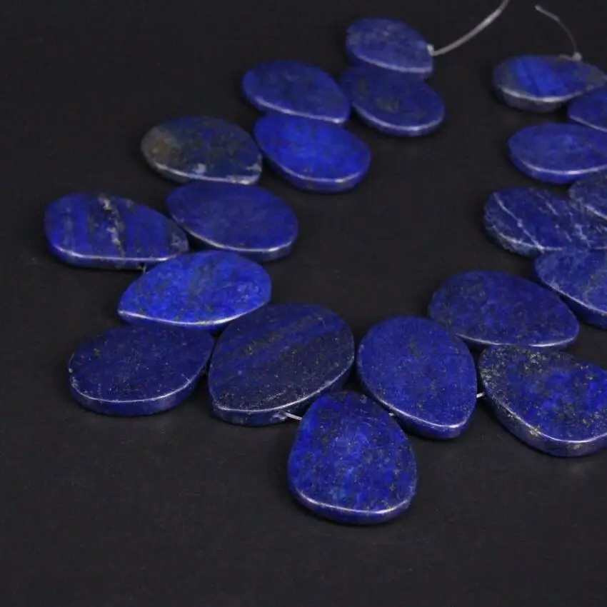 Approx20PCS strand Top Drilled Natural Lapis Lazuli Slab Slice Loose Beads Raw Blue Gems Stone Nugget