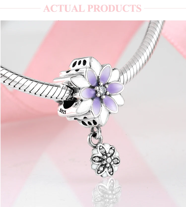 Модные 925 пробы серебряные Роскошные Очаровательные цветы изящные подвески CZ бусины подходят к оригиналу Pandora Шарм браслет Изготовление ювелирных изделий