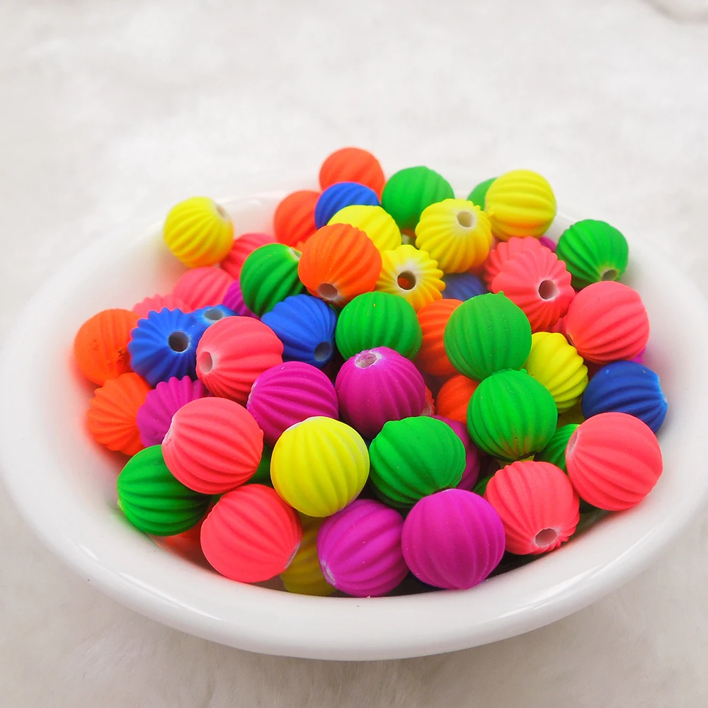 25 шт. акриловые флуоресцентные резиновые бусины 12 мм|beads neon|rubber beadsmixed color |