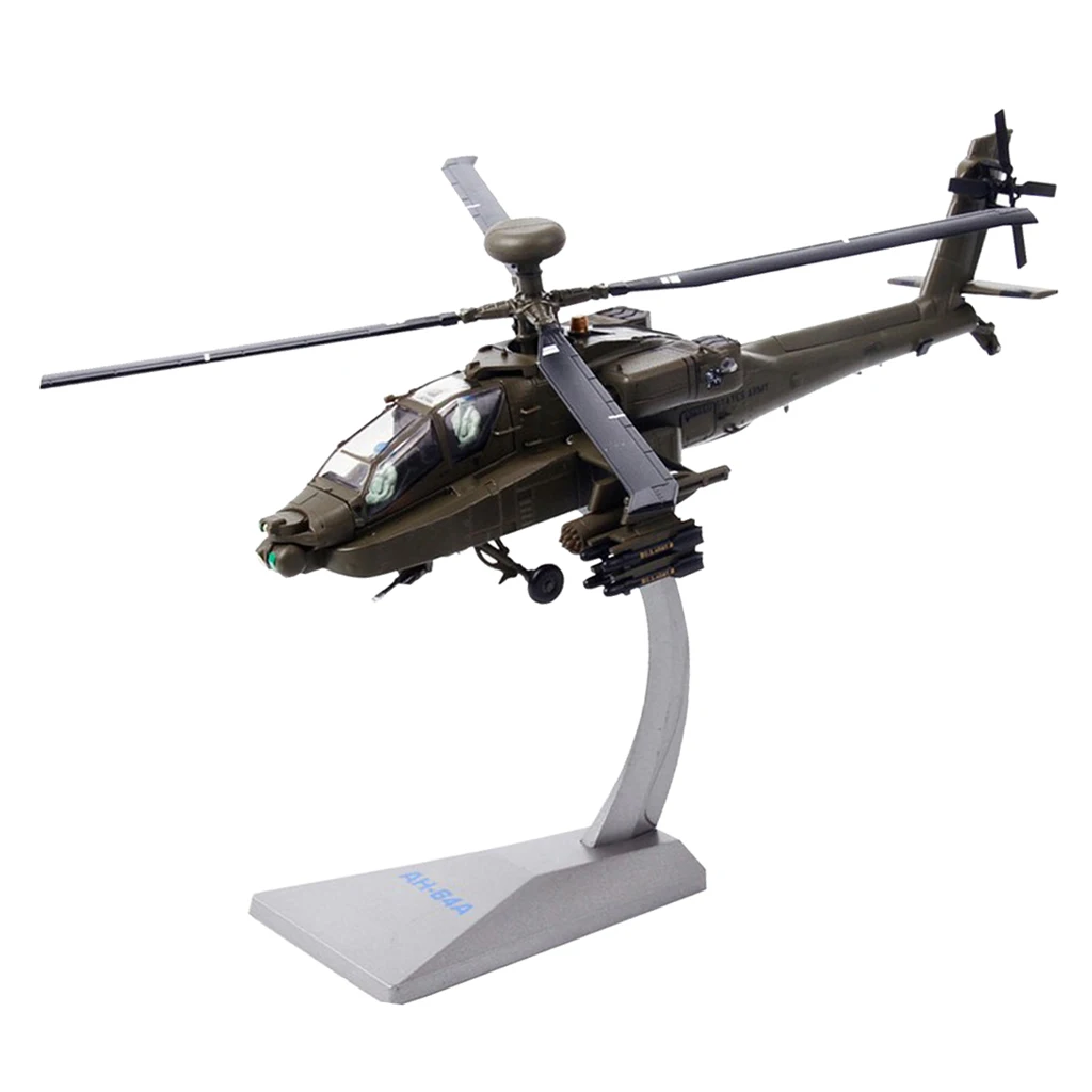 1:72 Scale AH-64 Apache Helicopter Airplanes Airforce Diecast Alloy Aircraft Arm Green