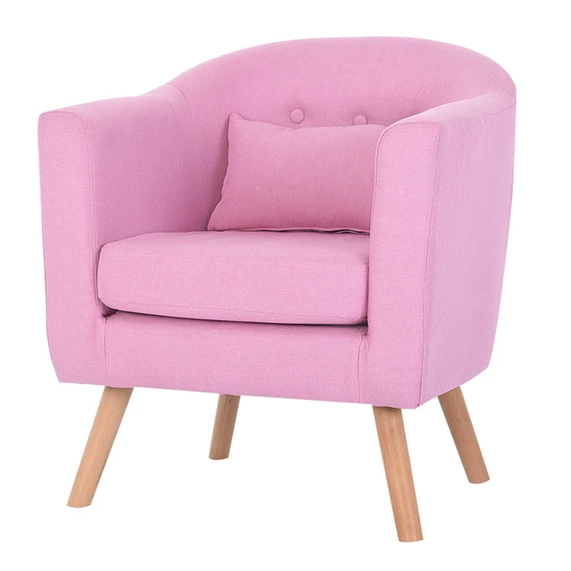 Armchair Linen Upholstery and Wooden Legs 3