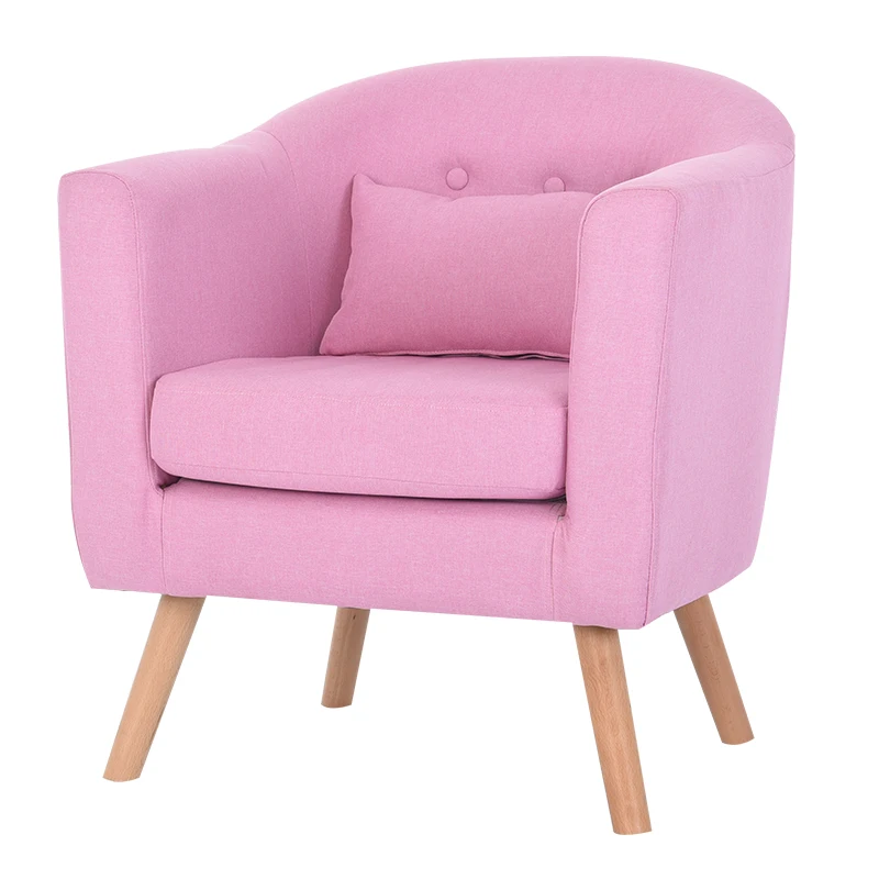 Modern Sofa 1 Single Seat Simple Design Living Room Furniture Leisure Armchair Single Couch Linen Upholstery and Wooden Legs