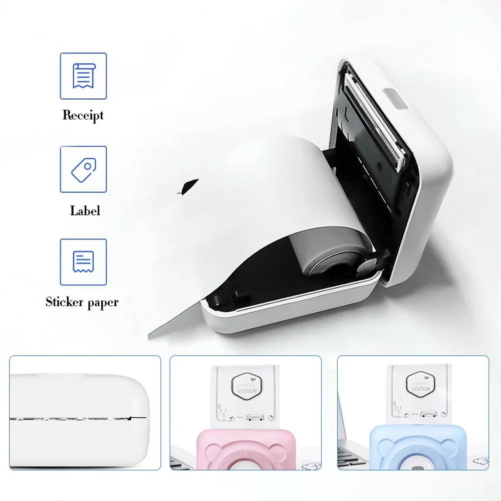 Портативный термальный Bluetooth принтер мини беспроводной POS Термальный фото для