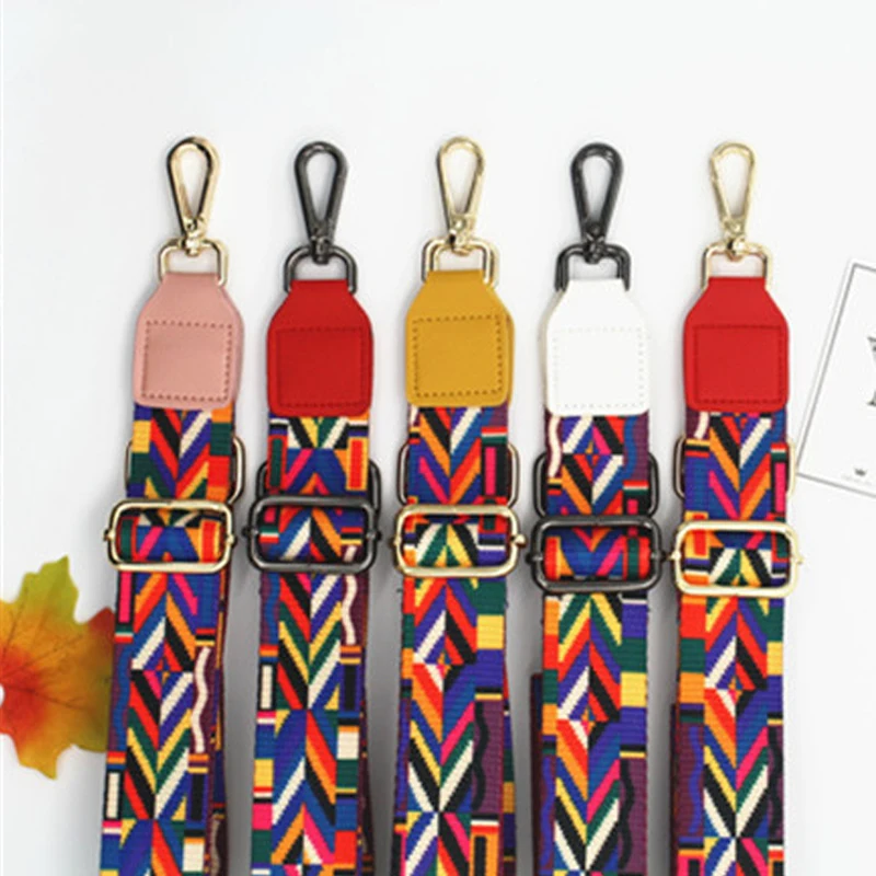 

Nylon Colored Belt Bags Strap Accessories for Women Rainbow Adjustable Shoulder Hanger Handbag Straps Decorative Handle Ornament