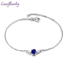 LOVERJEWELRY Лидер продаж форма летучей мыши Твердые 18Kt Золото 5x6 мм овальной огранки натуральный сапфир браслет цепочка для девочек ювелирные изделия подарок