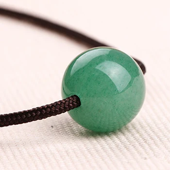

14mm Natural Green DONGLING Stone Pendant Contracted Style Round Bead Pendant Necklace Gift For Women Men Lover's Stone Jewelry