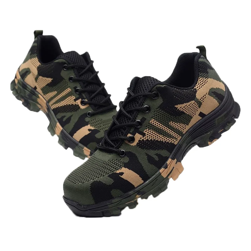 Для мужчин больших размеров Размеры открытый Сталь носок Кепки Военная униформа Рабочая обувь защитные ботинки, обувь Для мужчин в камуфляжном армейском стиле для мальчиков, устойчивые к проколам ботинки